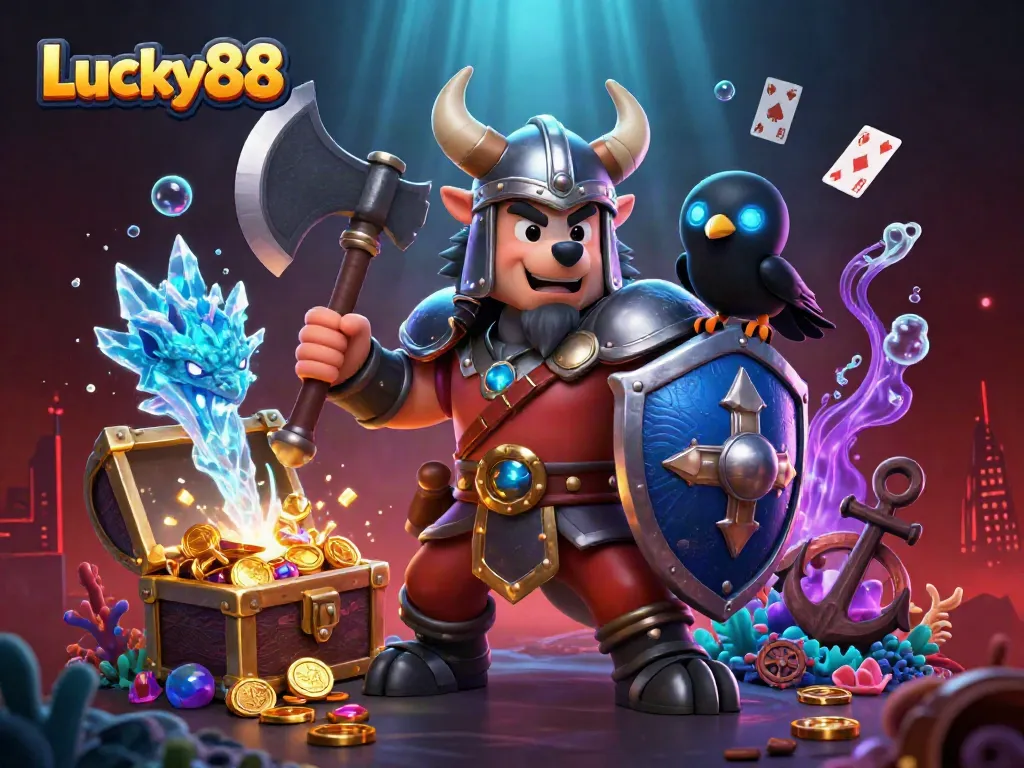Experience exhilarating gameplay with Lucky88's vibrant online casino features, showcasing captivating 3D characters.