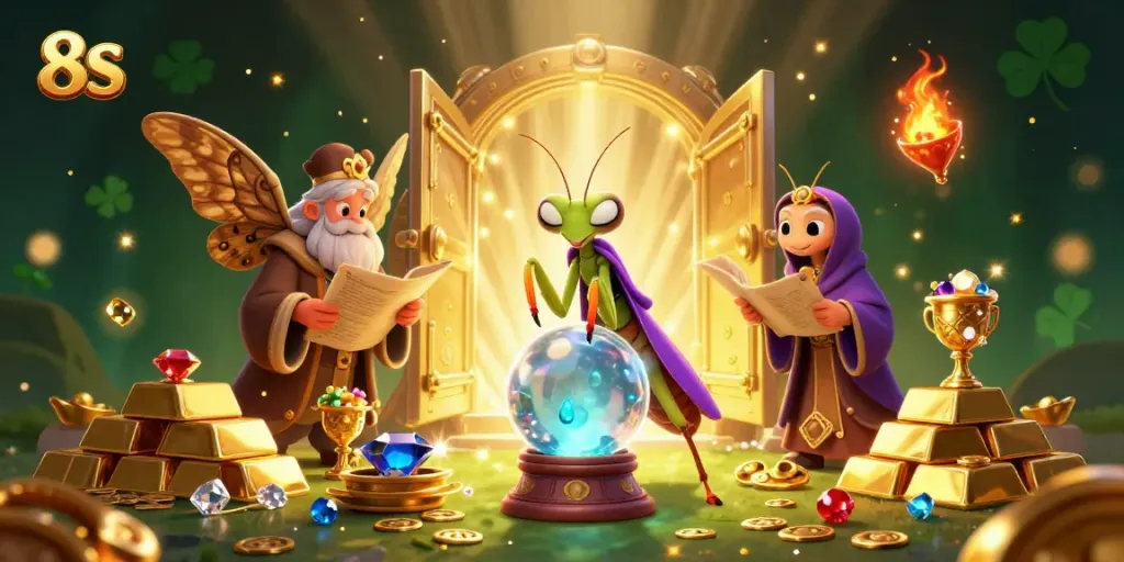 8S captures the thrilling energy of gaming with vibrant casino elements and enchanting characters.
