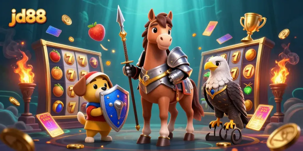 Engage with jd88's thrilling slots experience featuring exciting characters and dynamic elements.