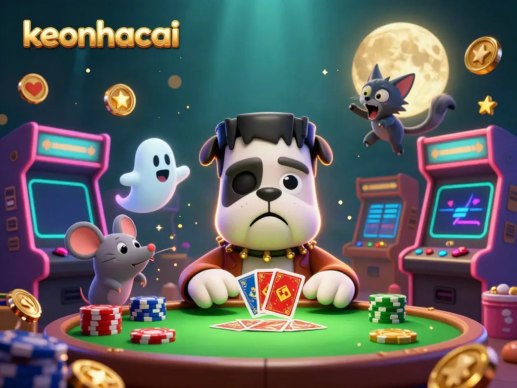 Betting with keonhacai at a spooky table while ghost mice and a werewolf kitten add excitement.