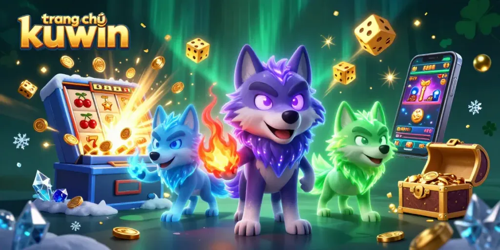 Engage with the vibrant and dynamic trang chủ kuwin scene showcasing 3D characters and exciting casino elements.