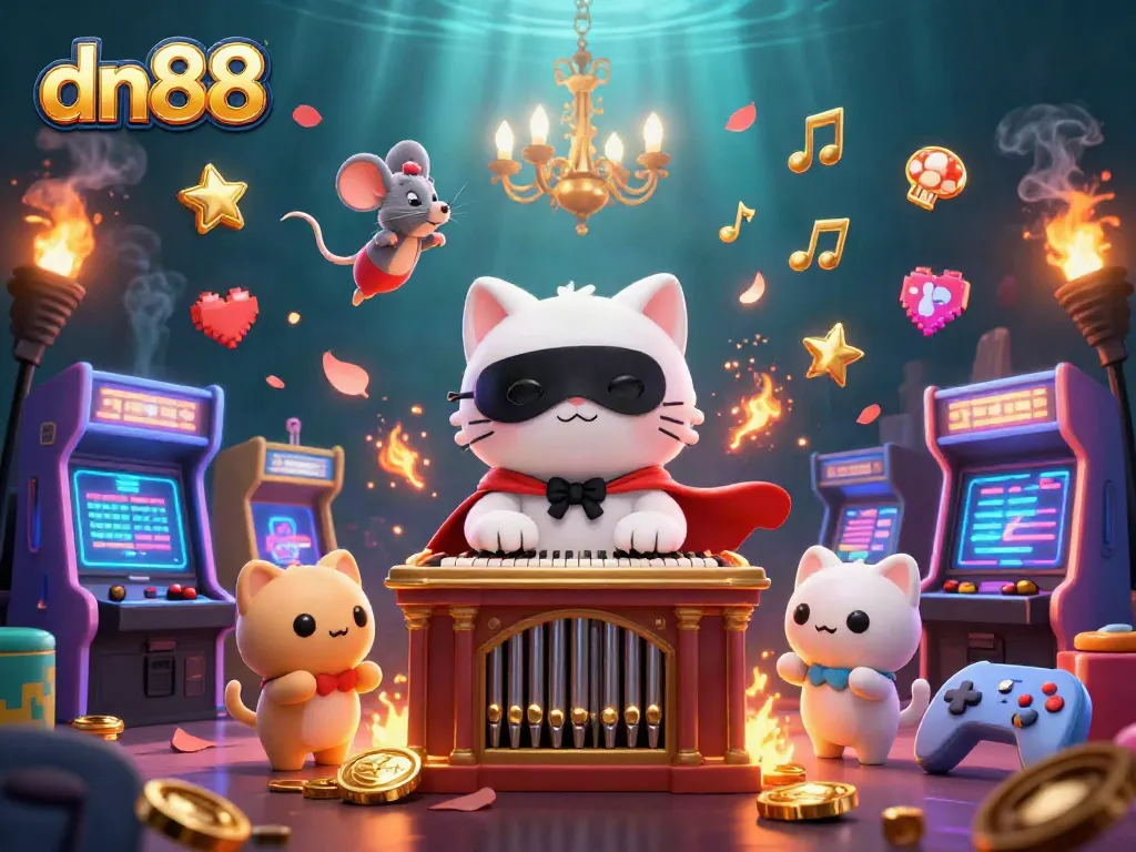 Engage with the vibrant scene of dn88, featuring a whimsical casino-themed illustration with rich character dynamics.