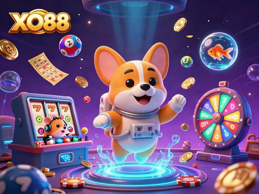 Experience thrilling gaming with XO88, featuring a vibrant virtual casino scene filled with engaging elements.