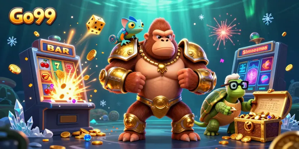 Experience the thrill at Go99 with vibrant 3D casino elements and dynamic characters.