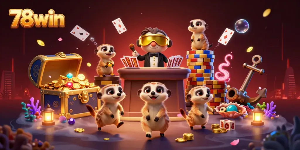 Experience the thrill of 78win casino with meerkats managing games and treasures