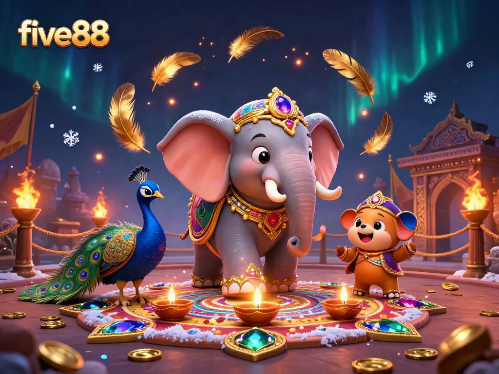Experience five88 with vibrant colors and dynamic casino-themed elements in a stunning 3D illustration.