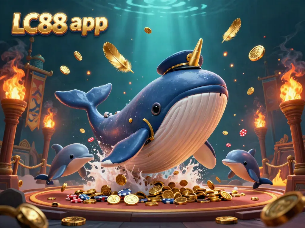 Experience the excitement of the LC88 app with a vibrant underwater scene filled with fun characters and gambling elements.
