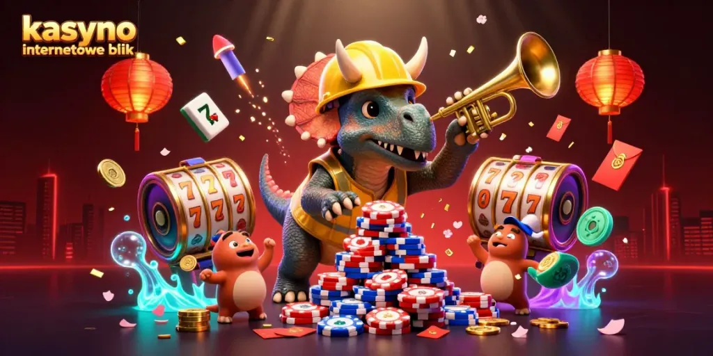 Experience thrilling gameplay at kasyno internetowe blik with a dynamic scene featuring animated casino characters celebrating wins.