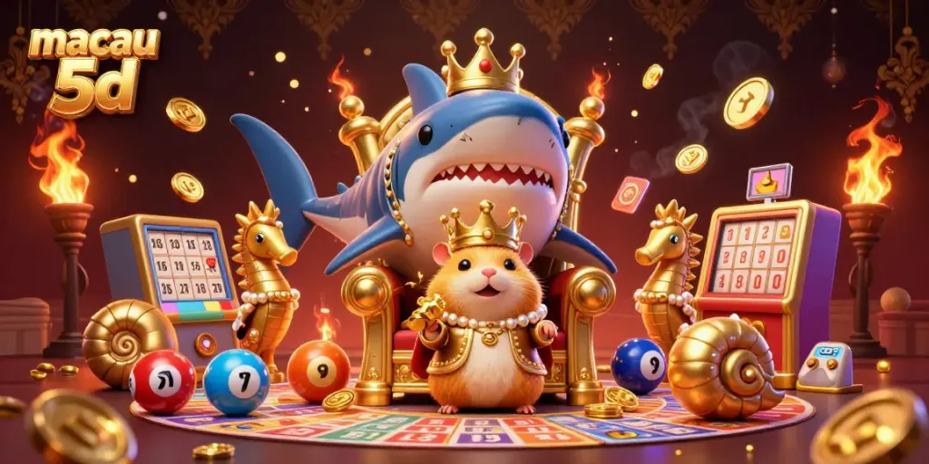 Mengakses data Macau 5D dengan detail yang memikat pada ilustrasi kasino ilustrasi 3D yang penuh warna.