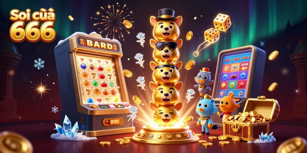 Soi cầu 666 showcases lottery excitement with vibrant characters and captivating casino elements.
