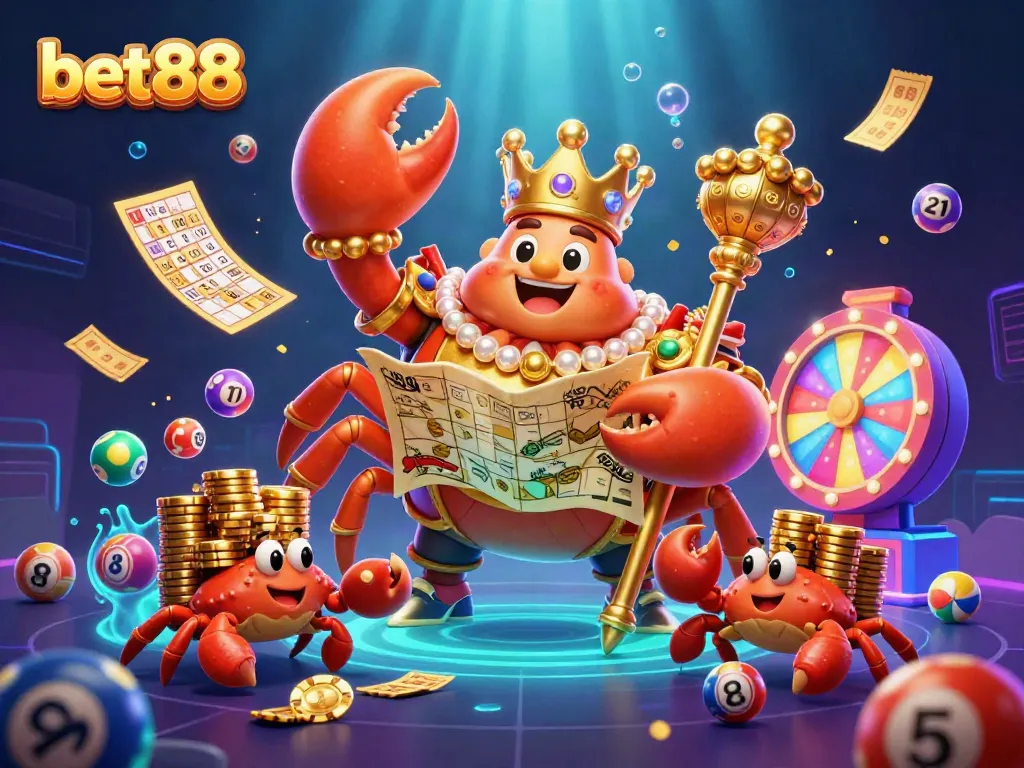 Experience the thrill of bet88 with a dynamic 3D casino scene featuring gambling elements.