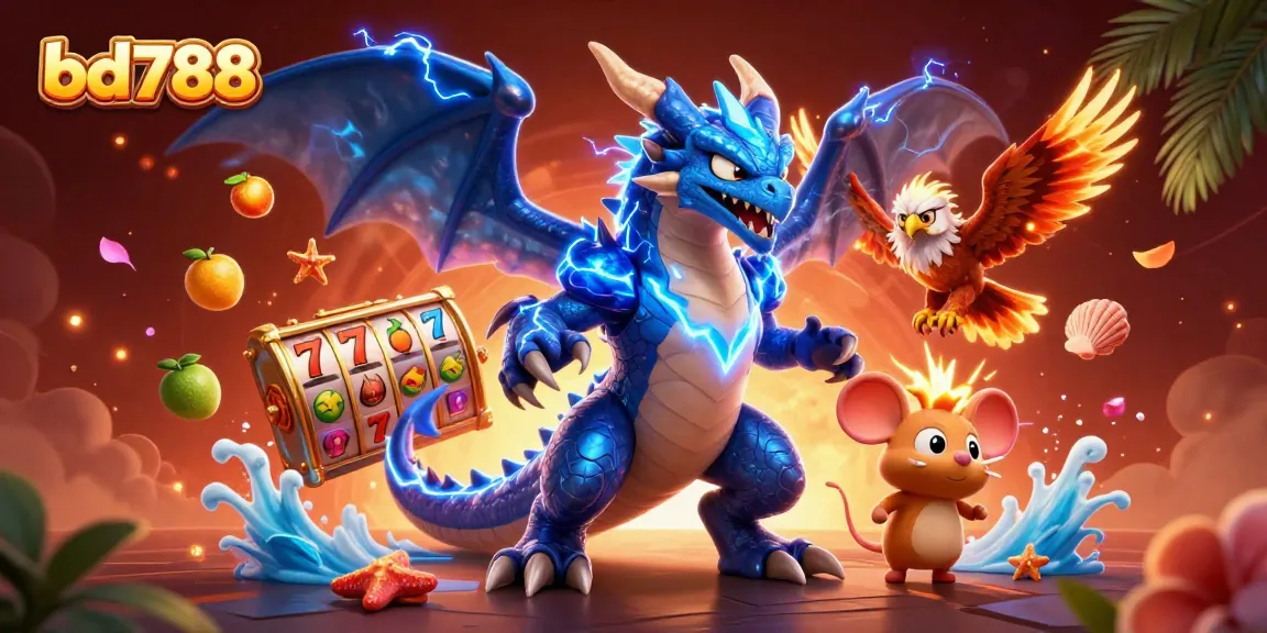 Engage with bd788's vibrant online casino scene featuring adventurous characters and dynamic slot reels.
